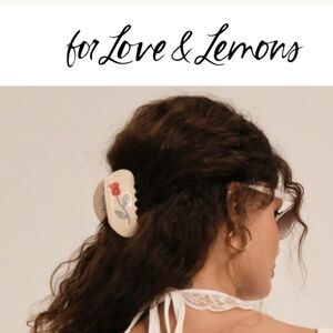 New For Love And Lemons Floral Hair Clip - Cream and Red